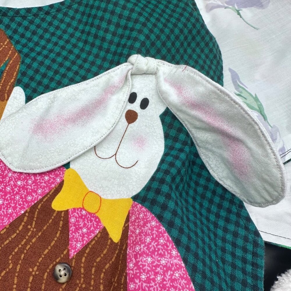 Handmade Vest Easter Bunny Rabbit Carrot Happy Spring Flower Kitschy Open Front - Picture 5 of 6